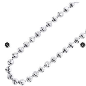 14K White Gold Diamond Cut Solid Moon Beaded Chain Necklace 4MM WIDE 26 inches